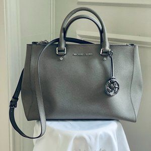 Grey Large Michael Kors Crossbody Satchel